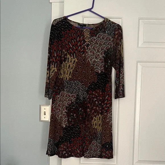 MSK Black and Red Patterned Midi Dress - Picture 1 of 1